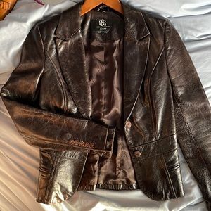 Rock & Republic Chocolate Leather Blazer